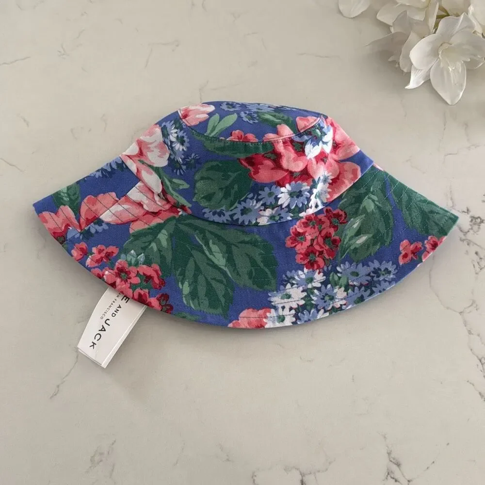 Janie and Jack Baby Floral Sun Hat in Midday Blue Floral Size 6-12 Months